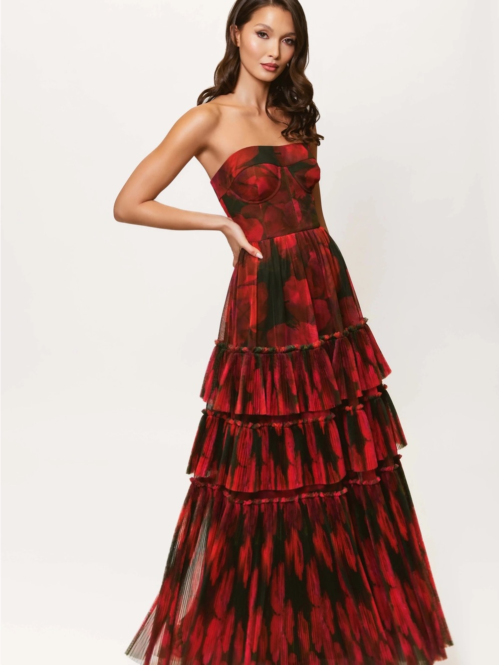 26. Hutch • NWT $561 isabella gown Strapless Tiered Floral Maxi Dress